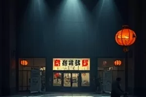 霓虹下的旧唱针封面：霓虹灯映照的唱机与唱片